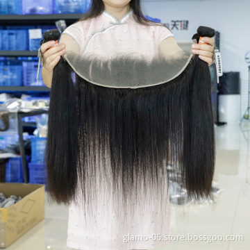 Annione Human Hair Bundles With Transparent Lace Frontal Brazilian Human Hair Weave Bundles Vendor 2 3 Bundles With Frontal